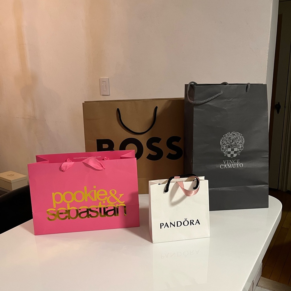 Variety of Shopping Bags Boss, Vince Camuto, Pandora, Pookie & Sebastian